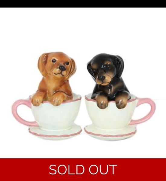 Dachshund Tea Cup Magnetic Salt & Pepper Shakers